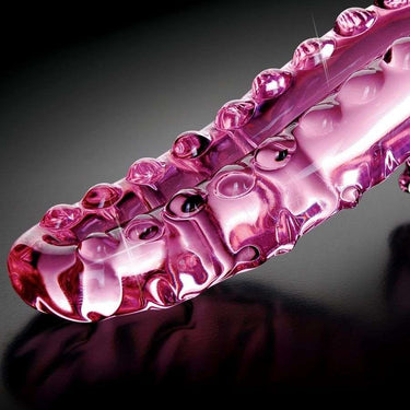 Fallo in Vetro Soffiato Rosa Trasparente con Rilievi Artistici e Coda